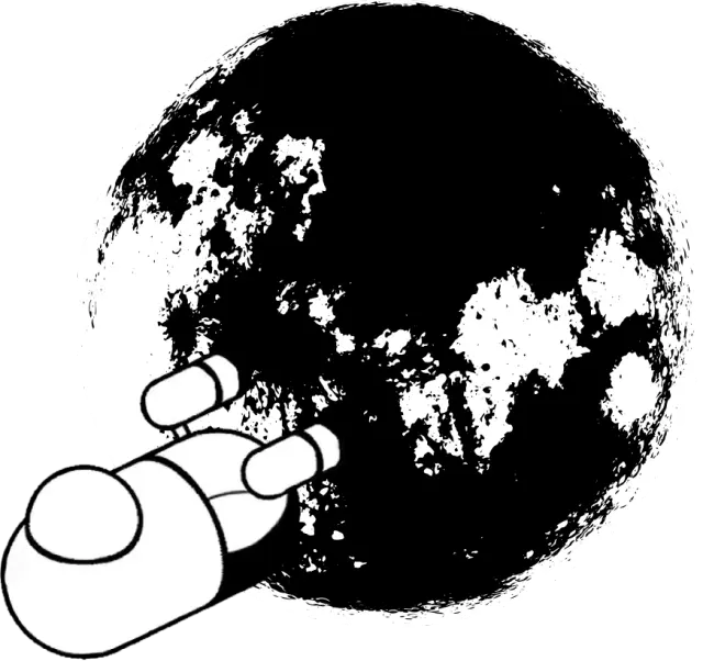 A spaceship orbiting a planet